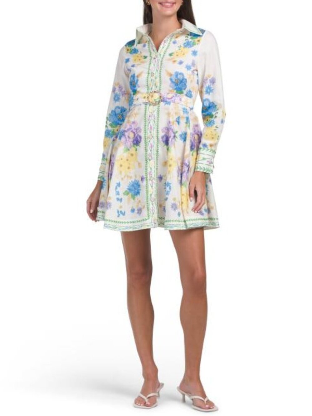 DALIA MACPHEE Long Sleeve Floral Mini Dress